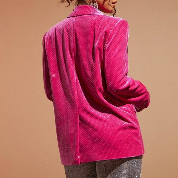 Hot Pink Velvet Blazer - Picture 3 of 4